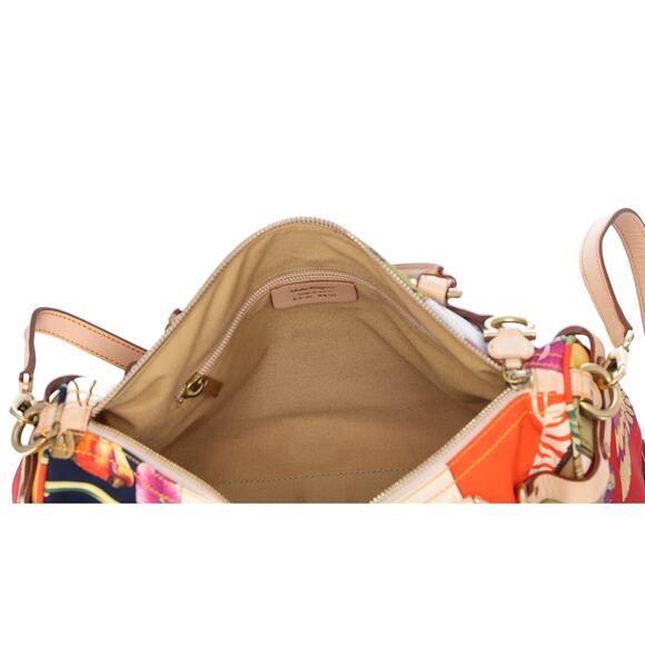 Salvatore Ferragamo Gancini Handbag Cream Beige Multi Nylon Leather - Picture 5 of 7